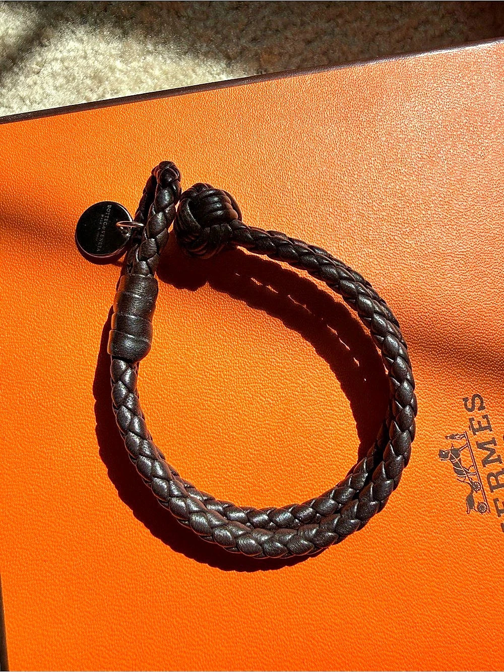 Bottega Veneta Intrecciato Leather Double Loop Knot Bracelet Braided Leather